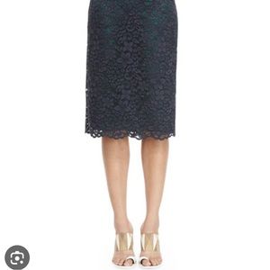 Tory Burch Floral-Lace Pencil Skirt in Navy